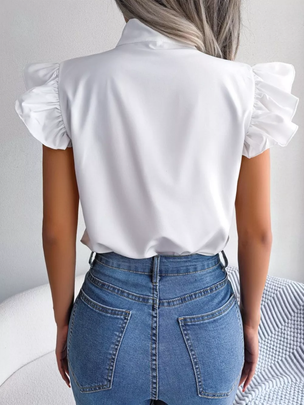 Bow Tie Ruffle Sleeve Blouse, image 12
