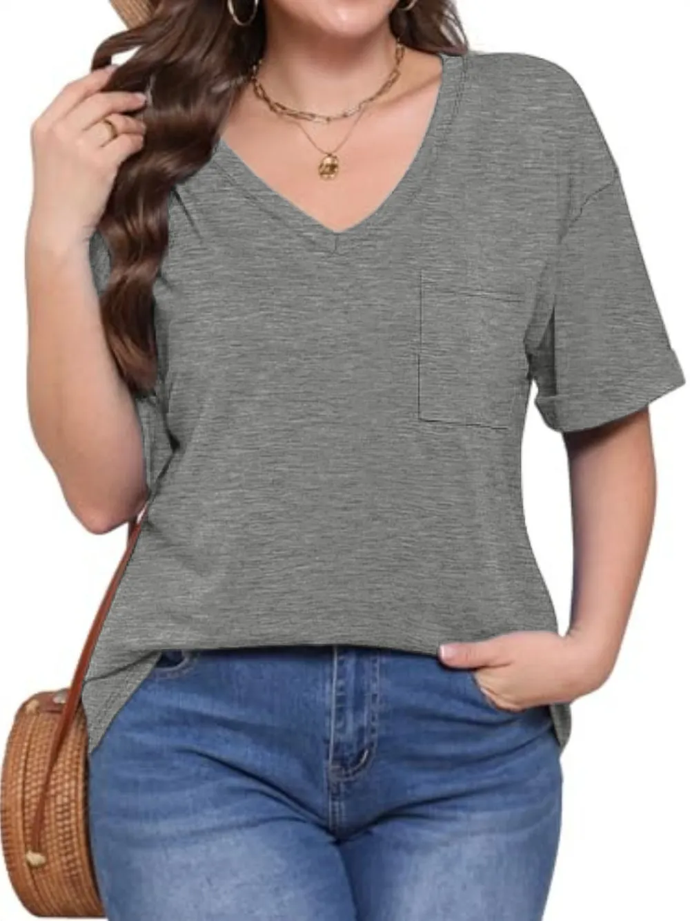 V-Neck Pocket T-Shirt, image 2