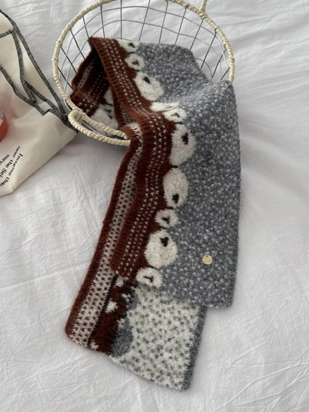 Sheep Pattern Knitted Scarf, image 4