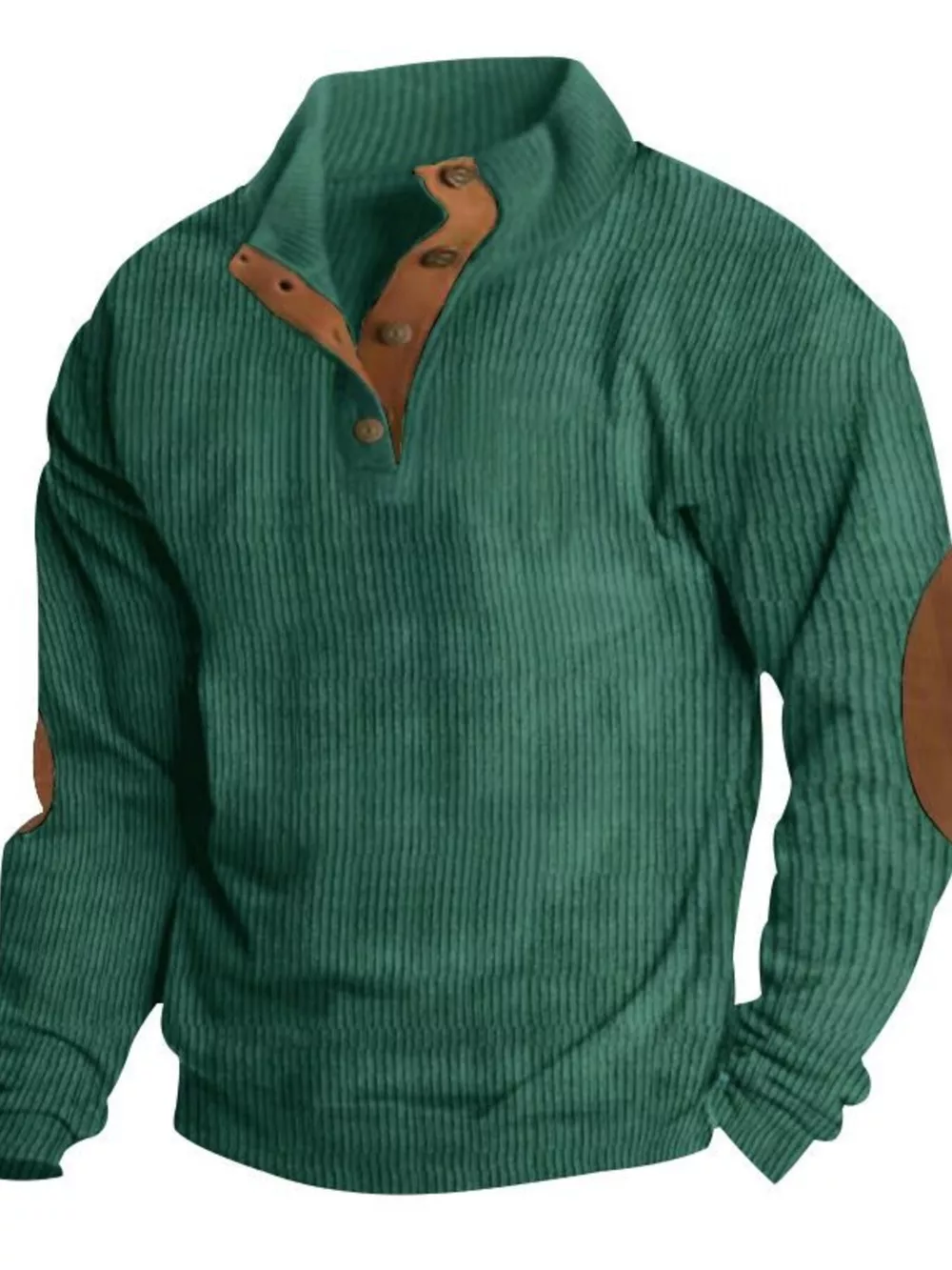 Men's Full Size Button Detail Long Sleeve Sweatshirt Plus Size, image 9