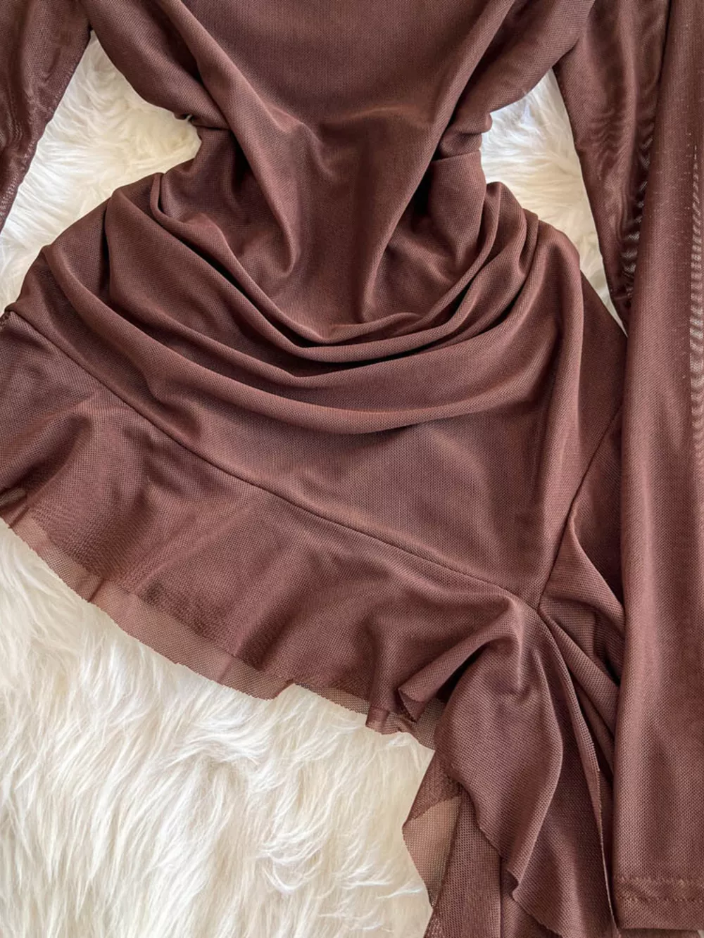 Off-Shoulder Ruffled Mesh Top, image 4