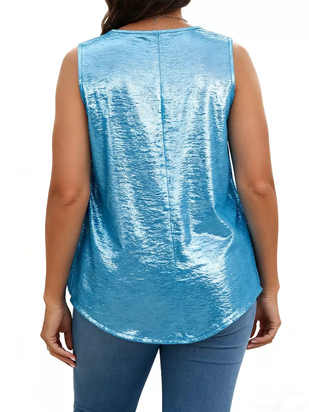 Full Size Pleated Square Neck Tank Plus Size, image 9