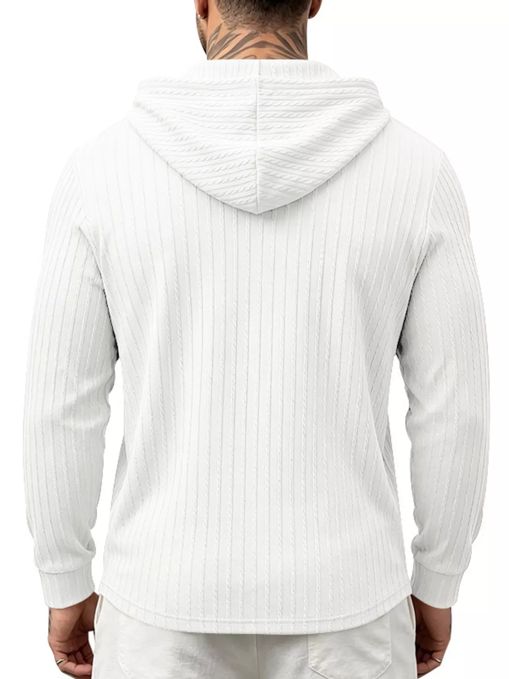 Men's Full Size Casual Kangaroo Pocket Knit Hoodie Plus Size, image 3