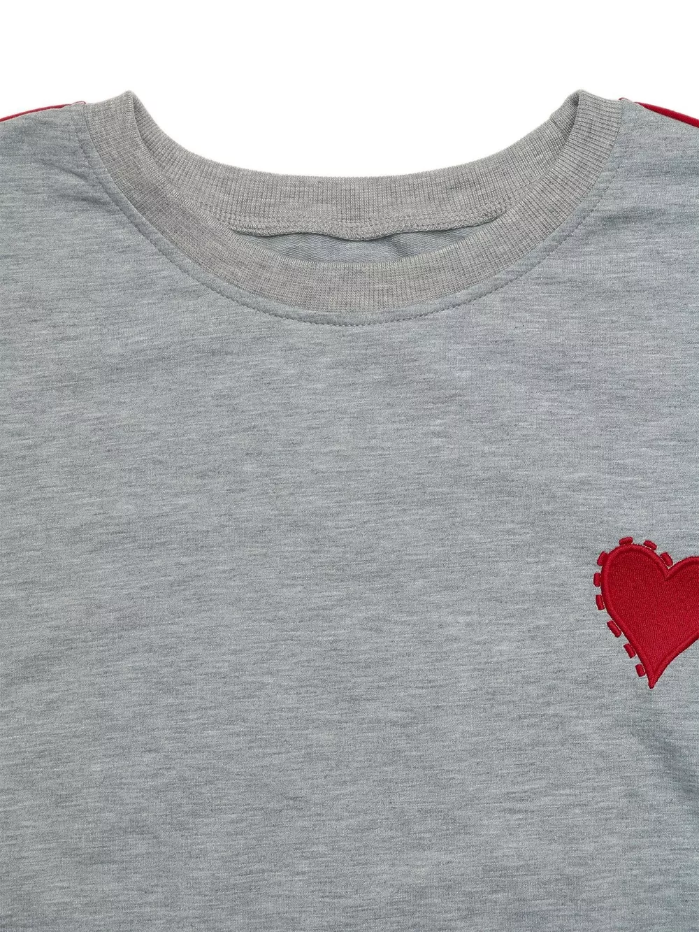 Heart Embroidered Round Neck Sweatshirt, image 8