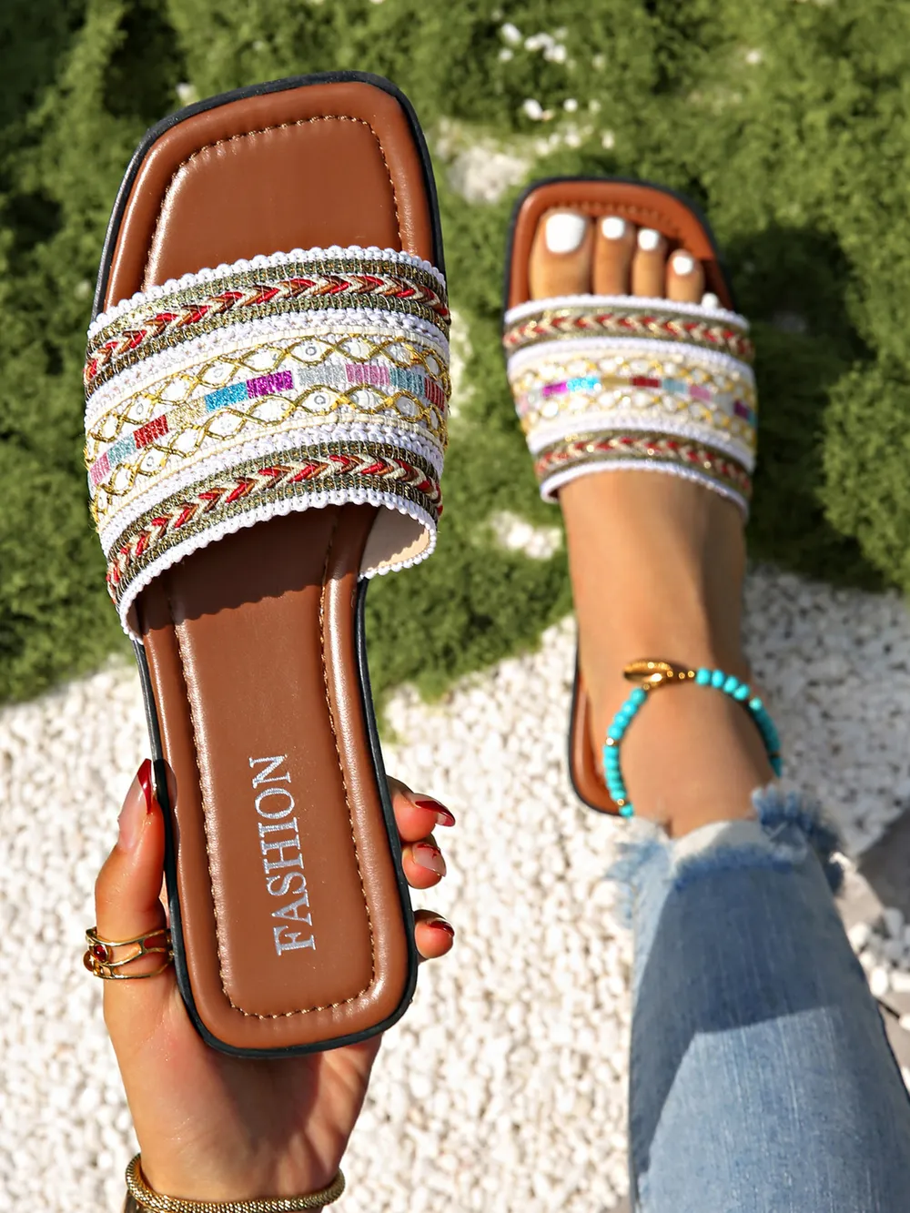 Open Toe Flats Sandals, image 8