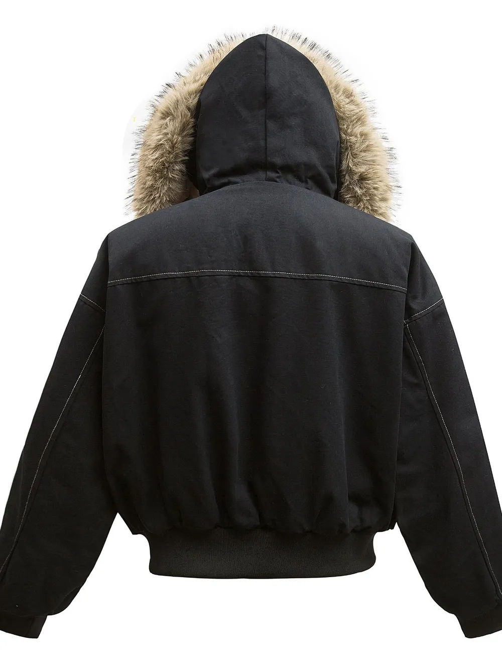 Men's Faux Fur Hooded Zip Up Jacket, image 2