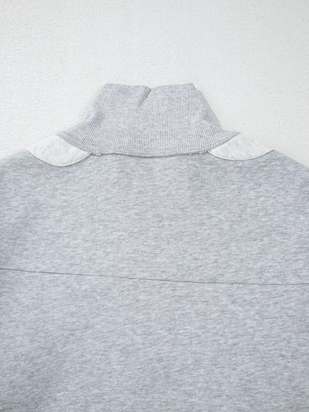 Half Zipper Collared Drop Shoulder Side Slits Sweatshirt, image 5