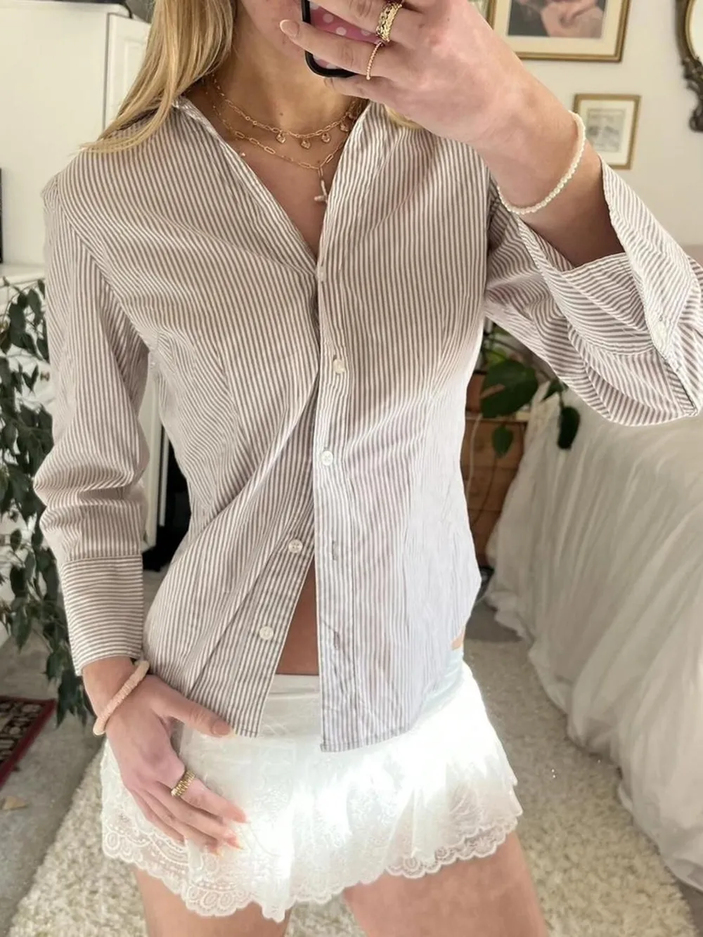 Printed Button-Down Long Sleeve Shirt, image 7
