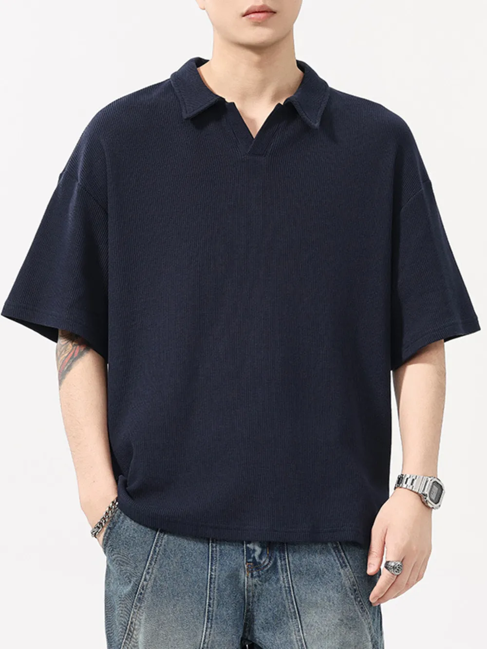 Men's Plus Size Collared Neck Half Sleeve Polo, image 6