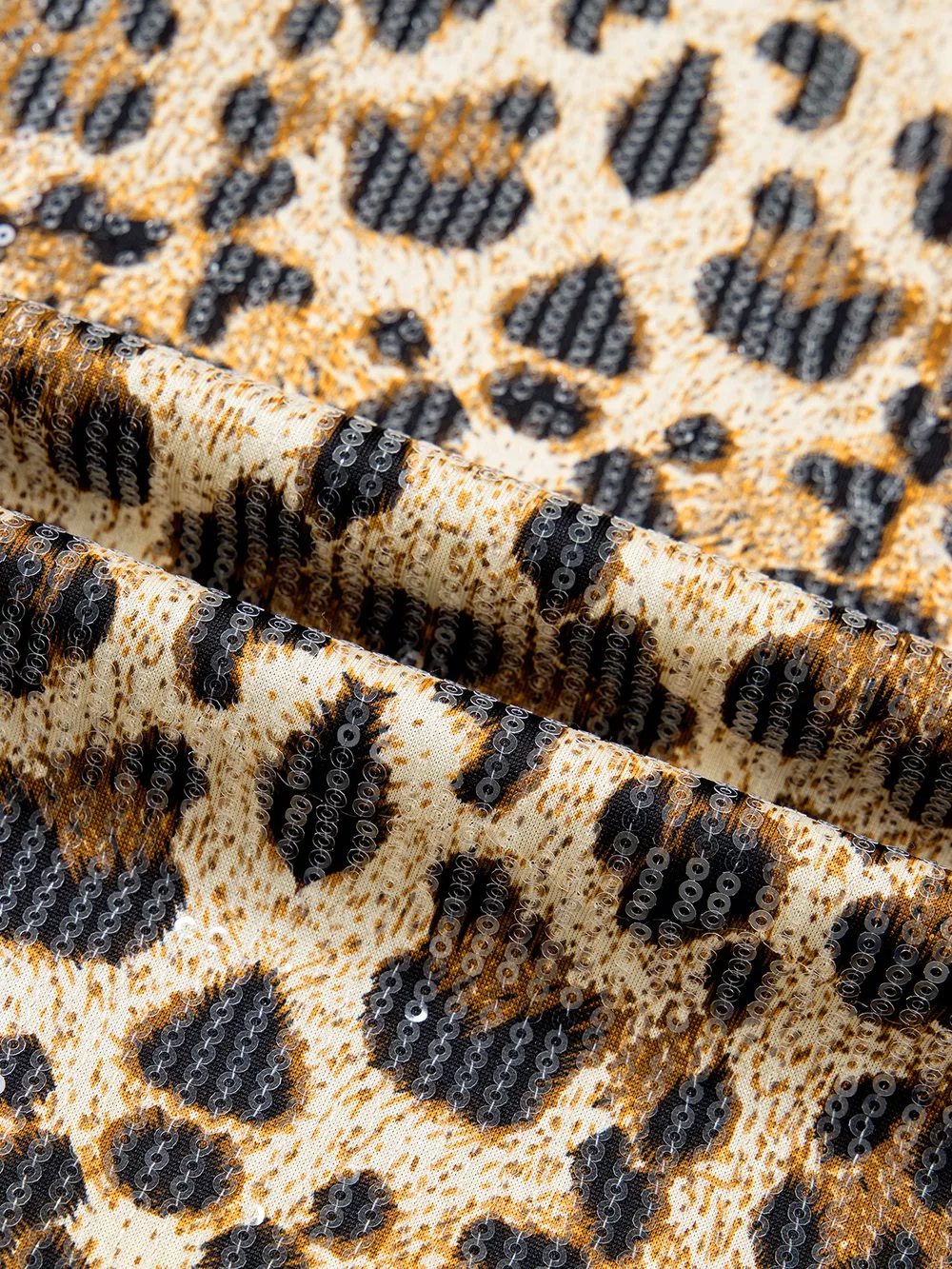 Sequin Leopard Pattern Short Sleeve Top, image 14