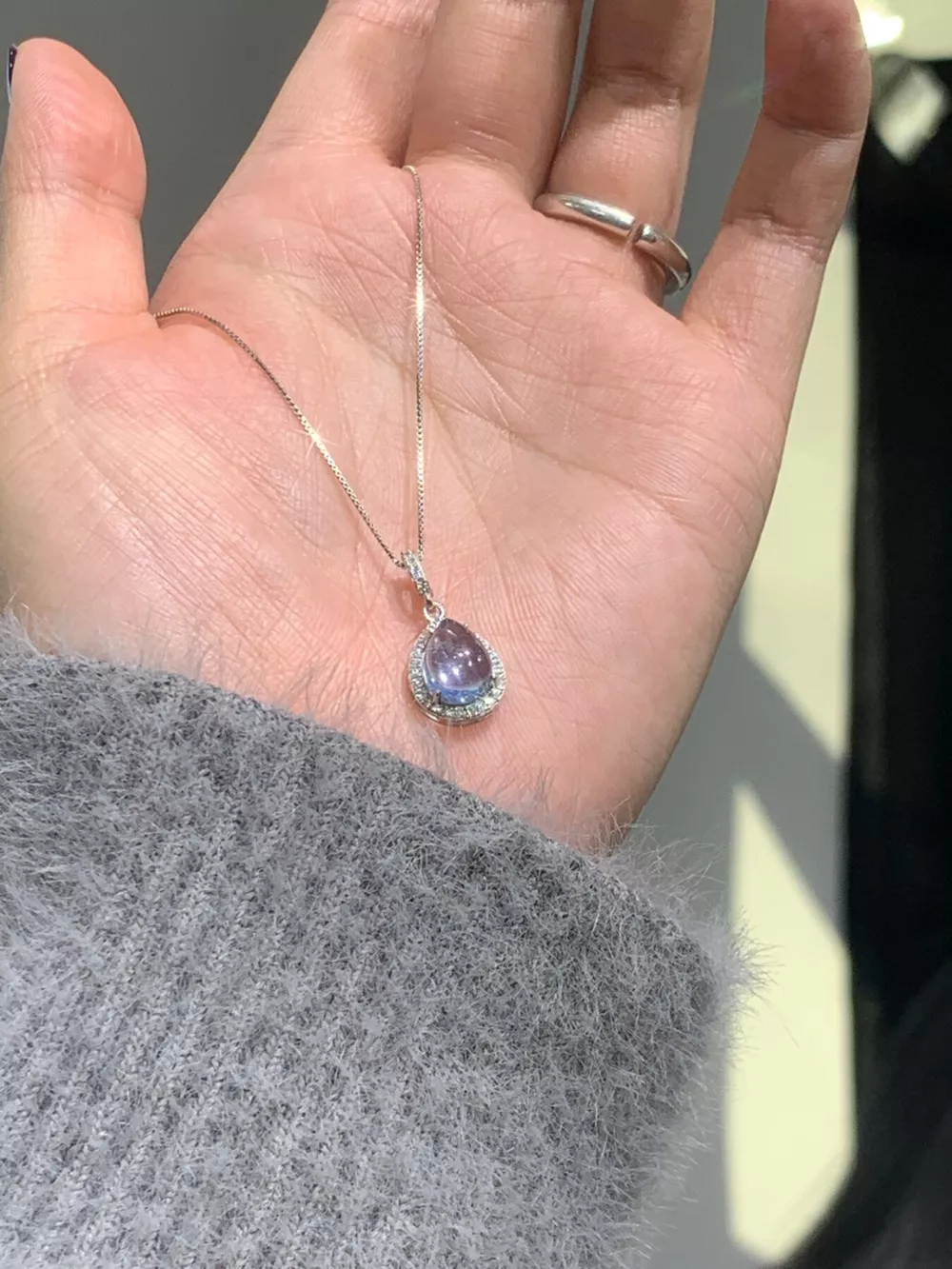 Crystal Teardrop Pendant Necklace, image 5