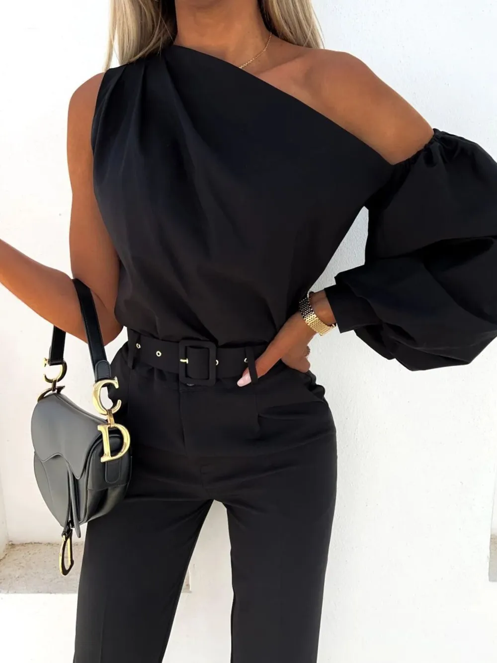 One Shoulder Puff Sleeve Blouse, image 14
