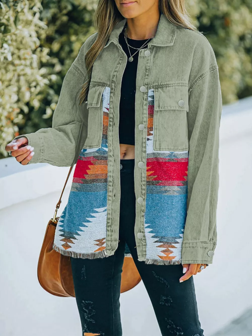 Aztec Print Button Up Jacket, image 5