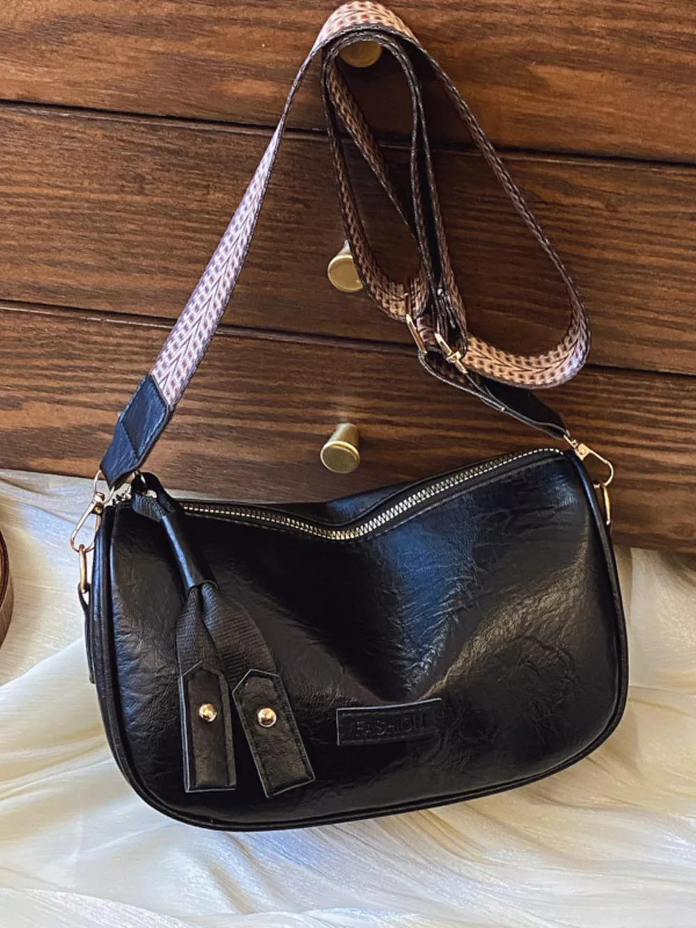 Retro Style Shoulder Crossbody Bag with Wide Strap