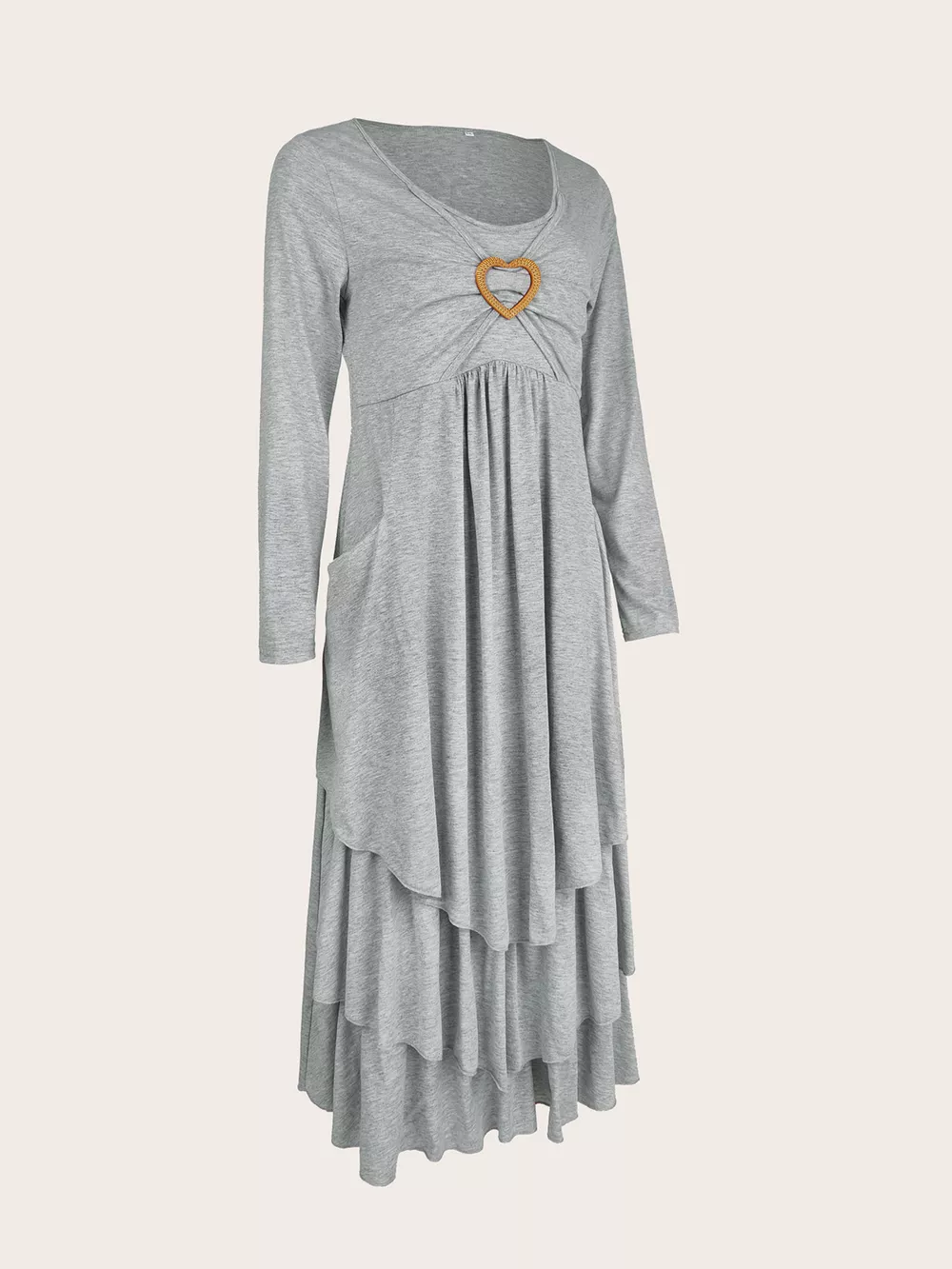 Full Size Heart-Decor Layered Midi Dress Plus Size, image 4