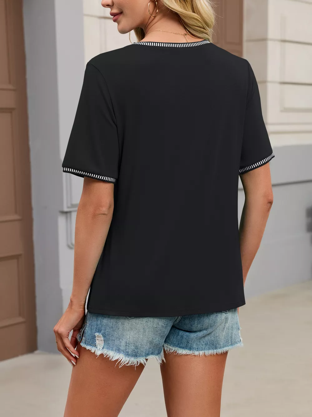 Contrast Trim Short Sleeve T-Shirt, image 28