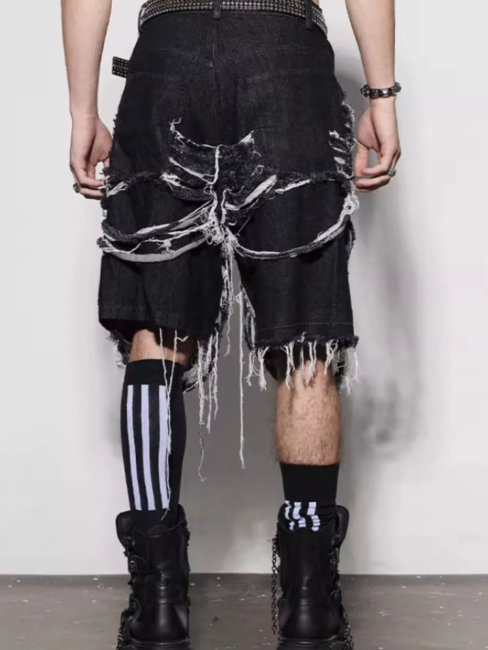 Men's Frayed Hem Denim Shorts, image 3