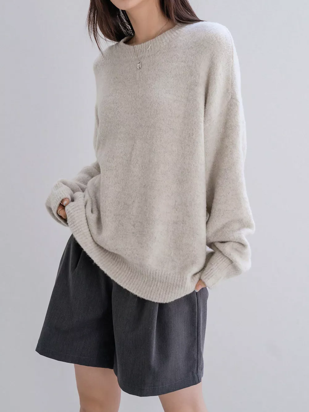 Cozy Knit Round Neck Oversized Sweater, image 13