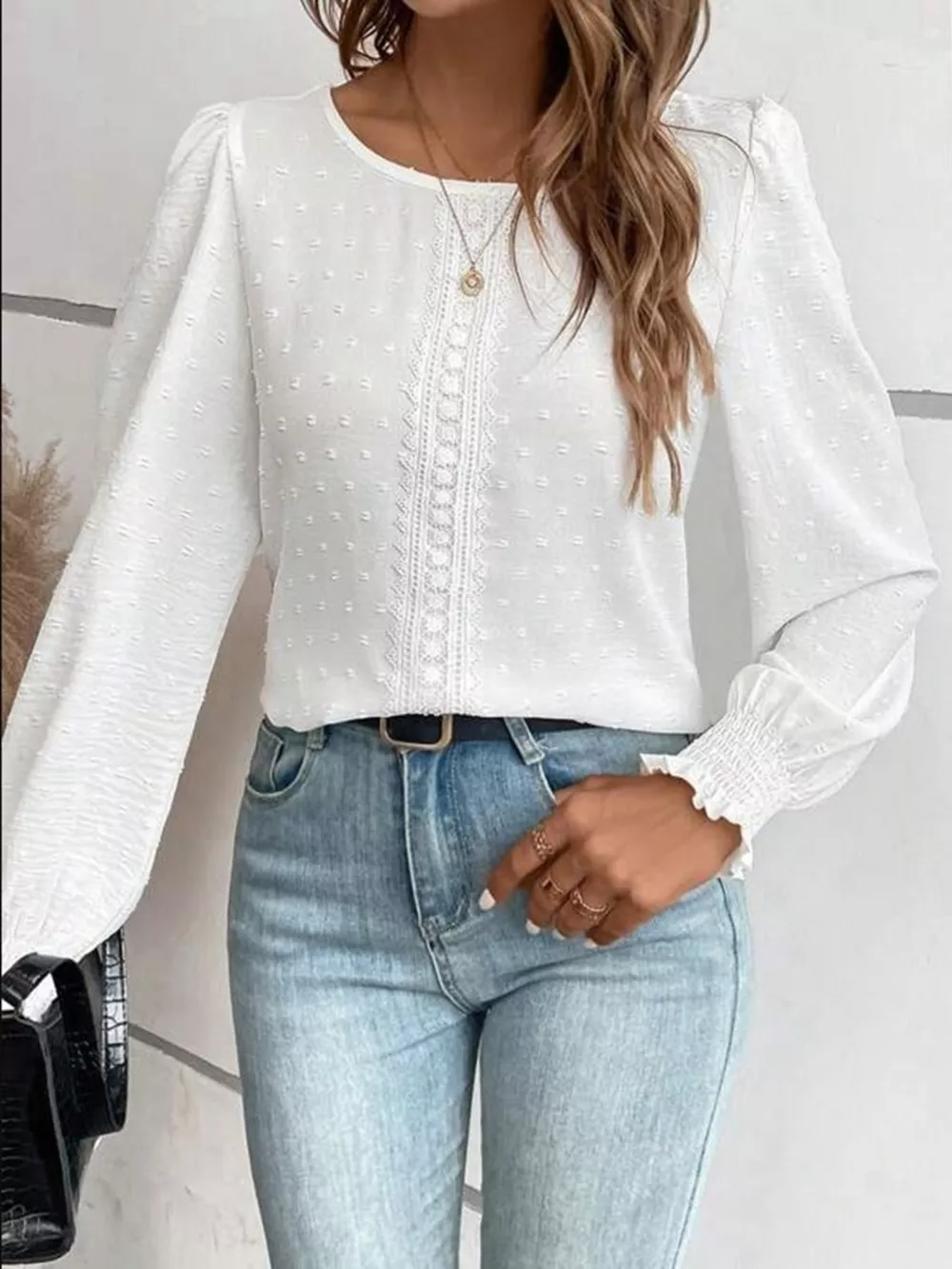 Swiss Dot Long Sleeve Blouse, image 15