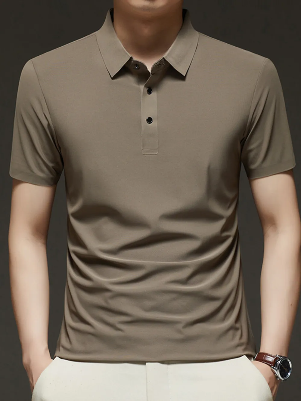Men's Plus Size Button Detail Short Sleeve Polo