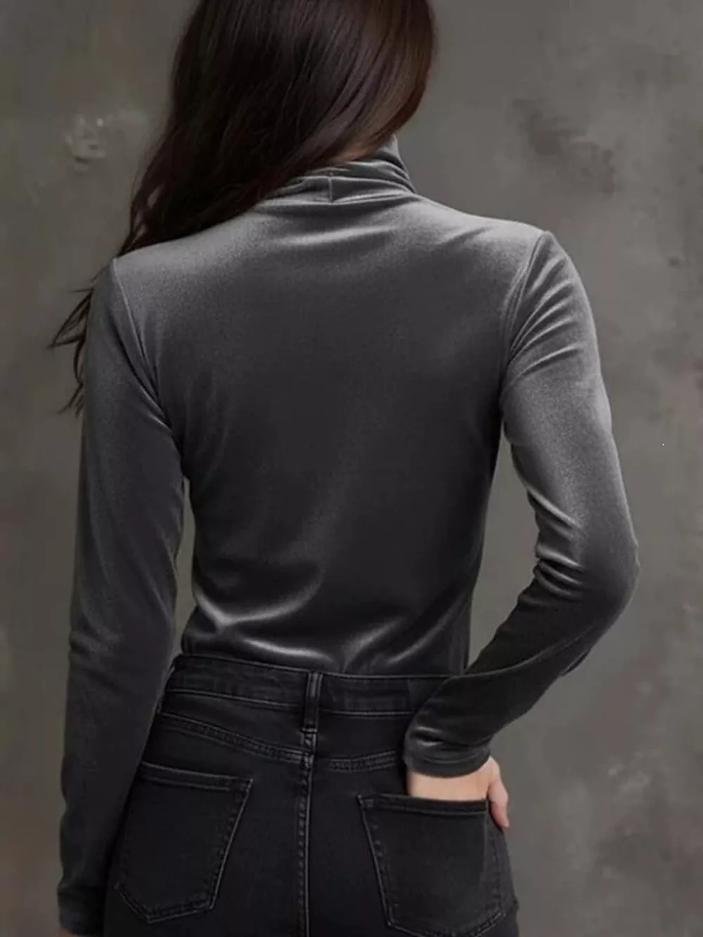 Full Size Velvet Turtleneck Long Sleeve T-Shirt Plus Size, image 3