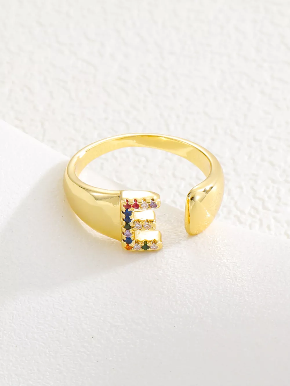 18K Gold-Plated Zircon Letter Ring, image 7