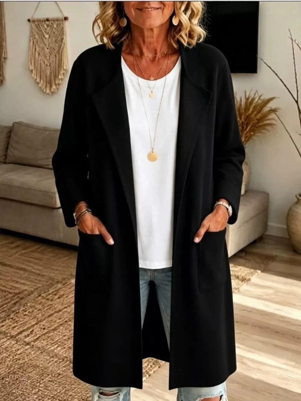 Full Size Open-Front Longline Knit Outerwear Plus Size, image 6