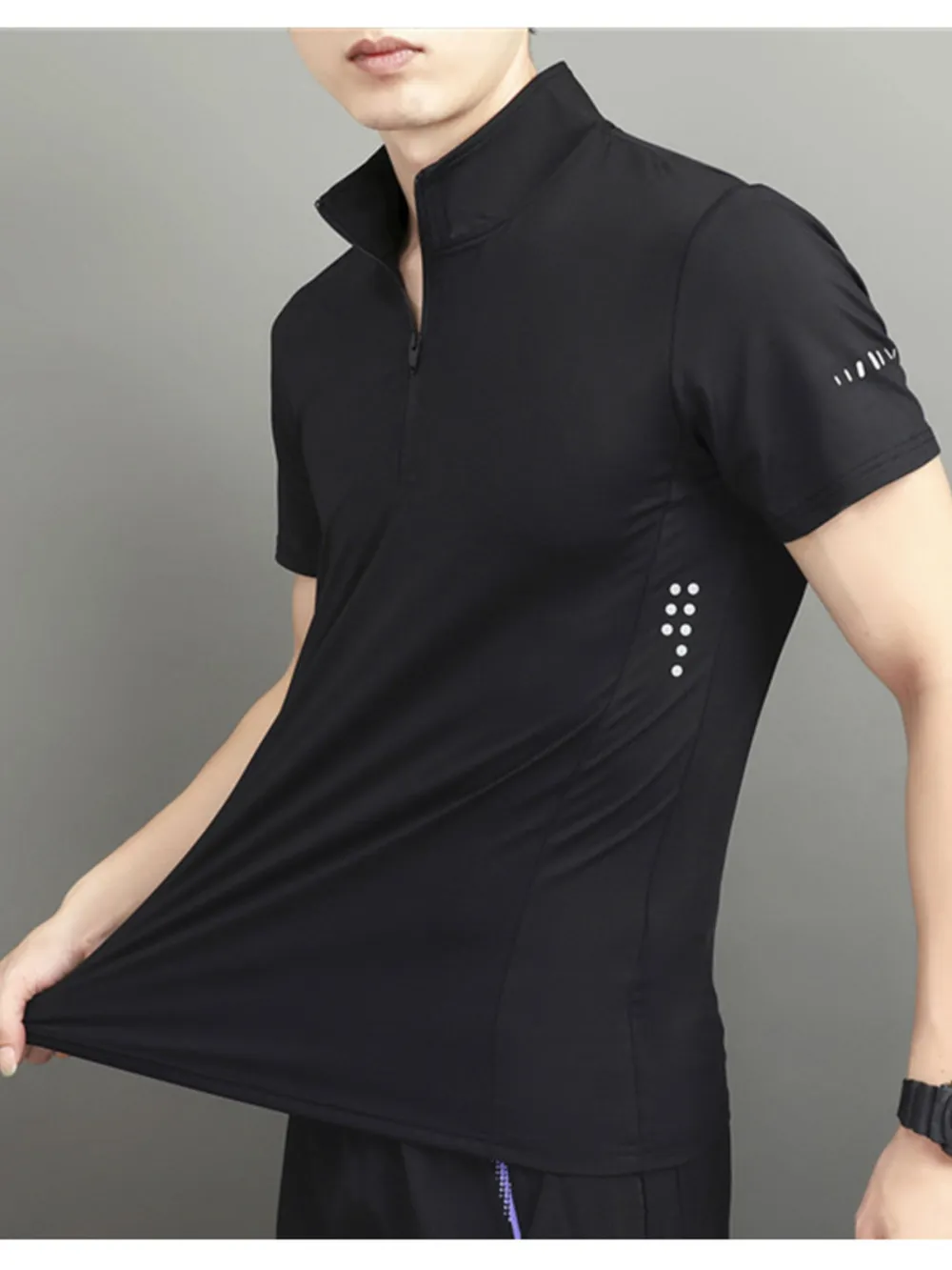 Men's Plus Size Quarter-Zip Short Sleeve Top, image 8