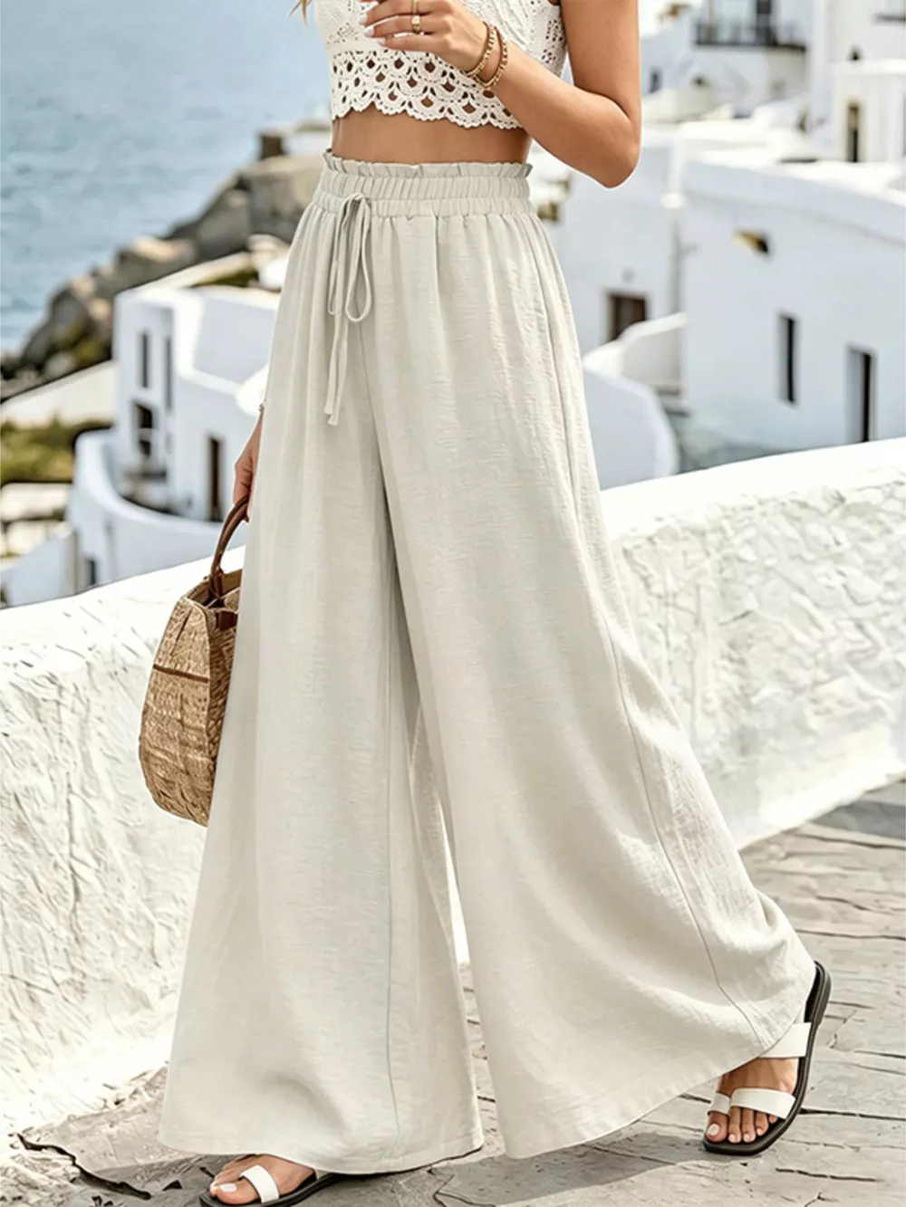 Wide Leg Drawstring Pants, image 6