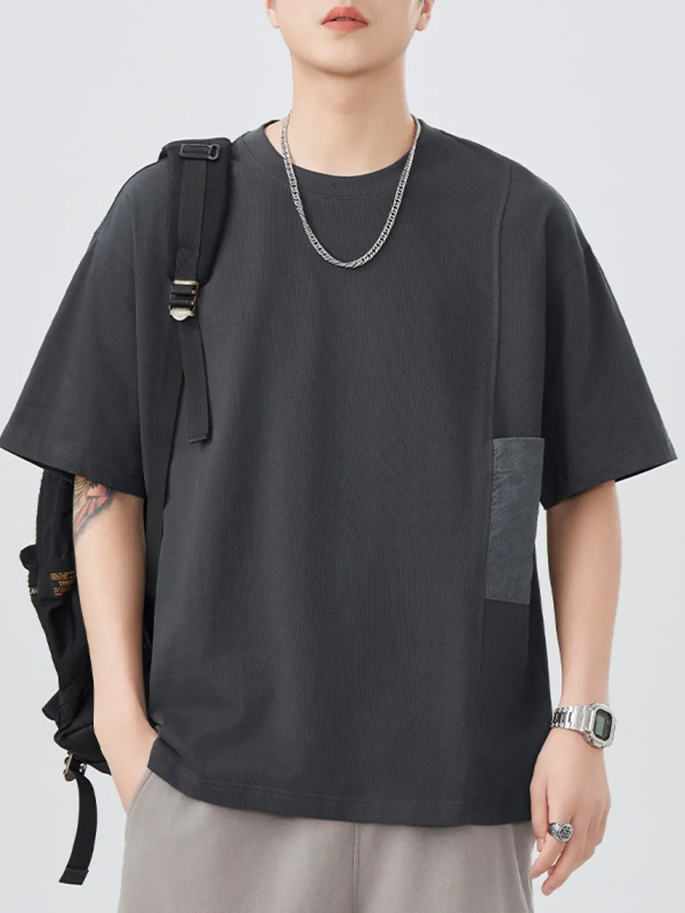Men's Plus Size Round Neck Half Sleeve T-Shirt, image 4