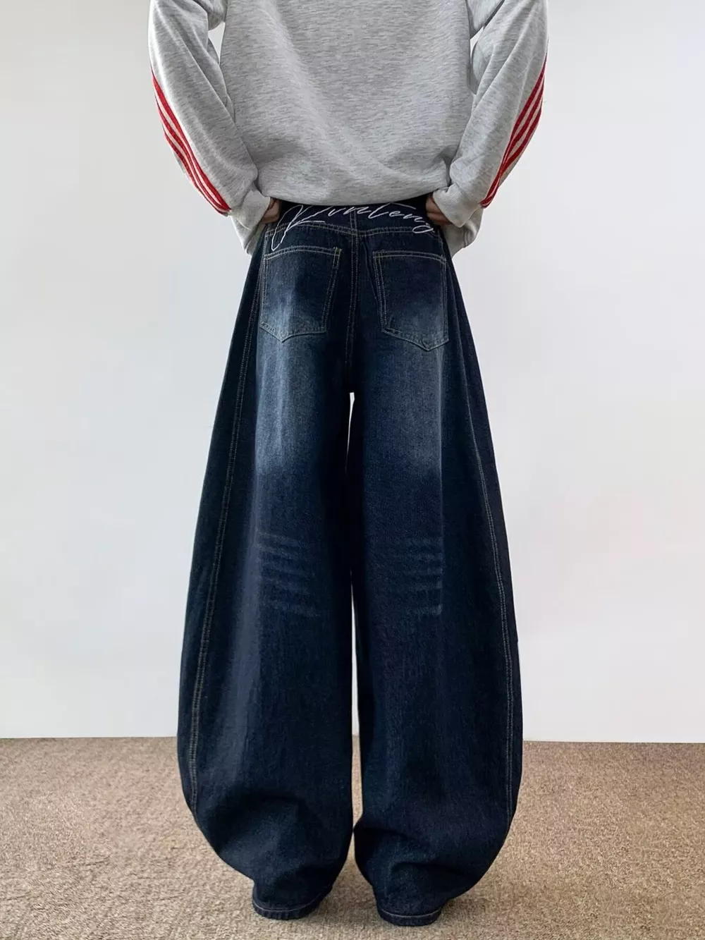 Men's Full Size Wide Leg Barrel Jeans Plus Size, image 6