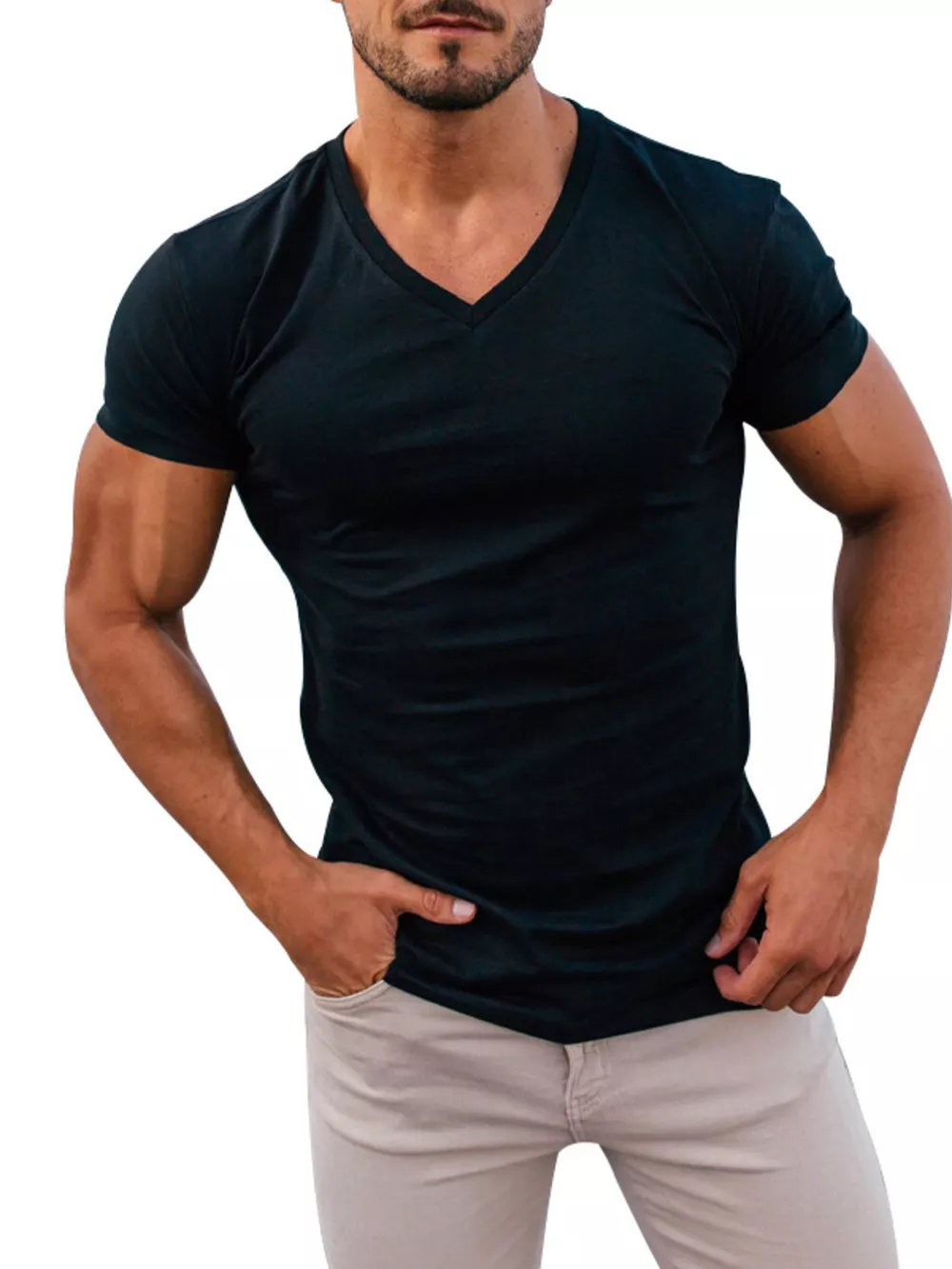 Men's Full Size V-Neck Slim Fit Casual T-Shirt Plus Size, image 3