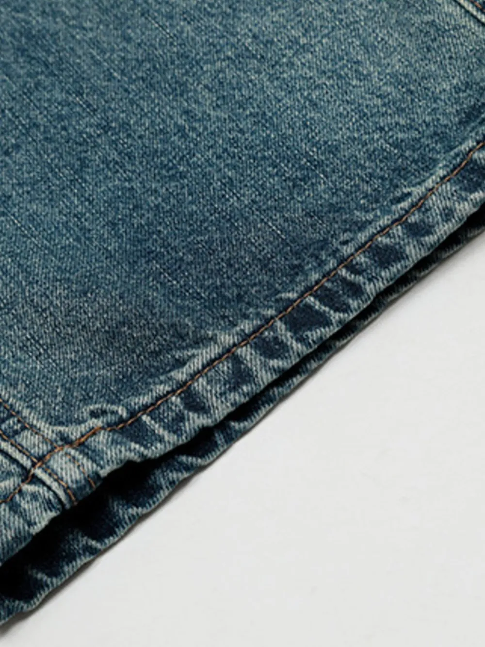 Men's Vintage Wash Wide Leg Denim Jeans, image 3