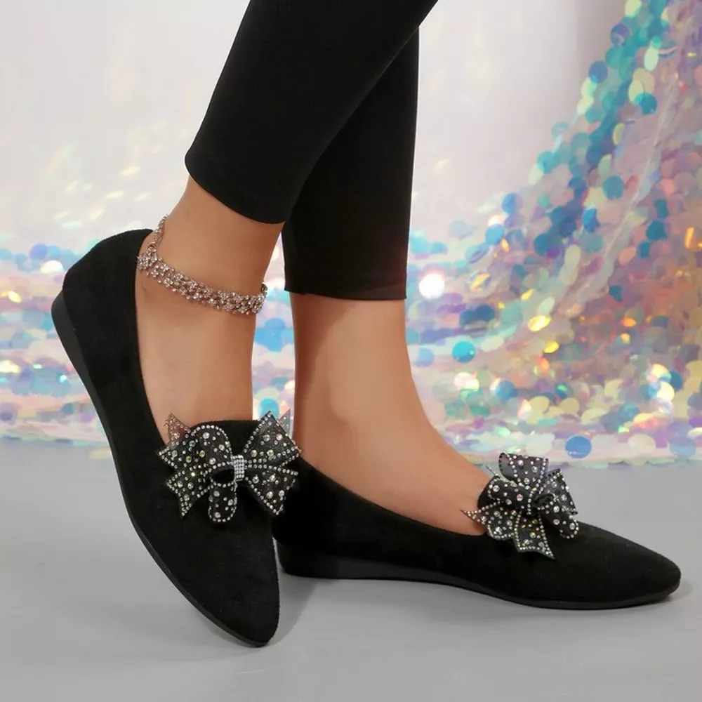 Rhinestone Point Toe Flats Slip-Ons, image 4