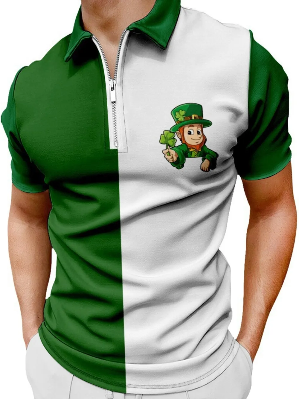Men's Full Size Color Block Short Sleeve Polo Plus Size, image 2