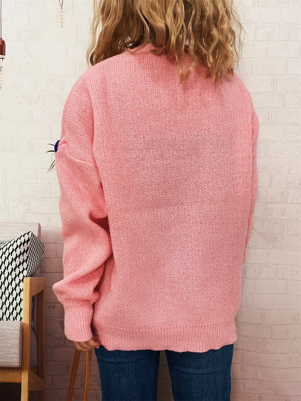 Bear Decoration Round Neck Sweater, image 7