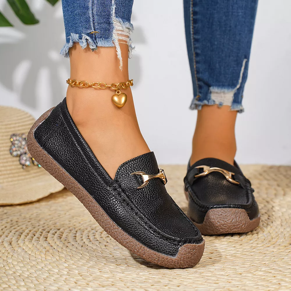Classic Metal Bit Embellished Slip-On Loafers with Textured Non-Slip Sole, image 8