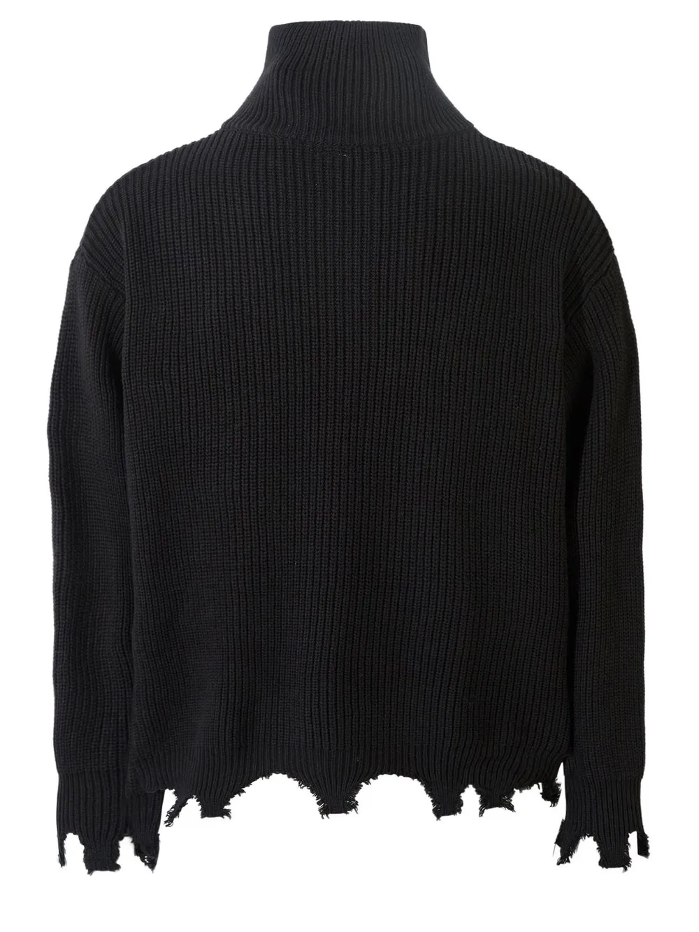 Men's Distressed Hem Ribbed Knit Zip-Up Cardigan, image 2