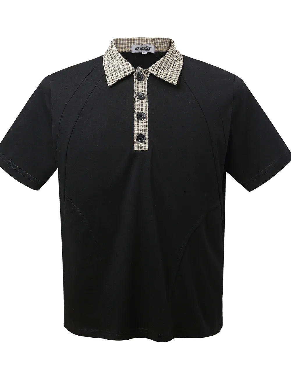 Men's Checkered Collar Accent Short Sleeve Polo