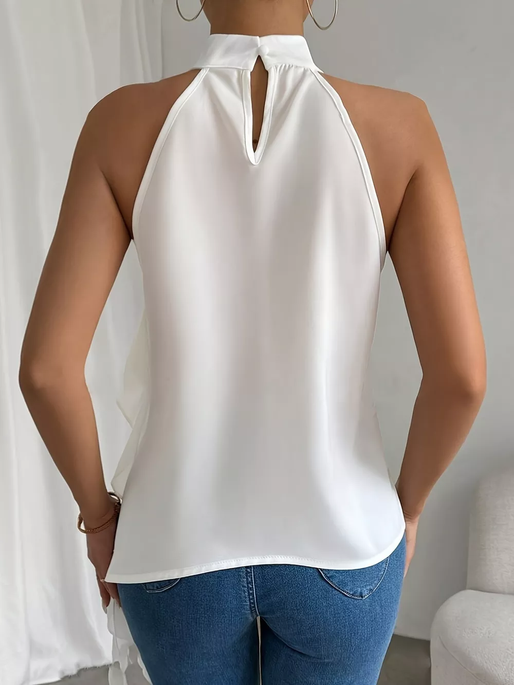 Ruffle Halter Neck Sleeveless Blouse, image 5