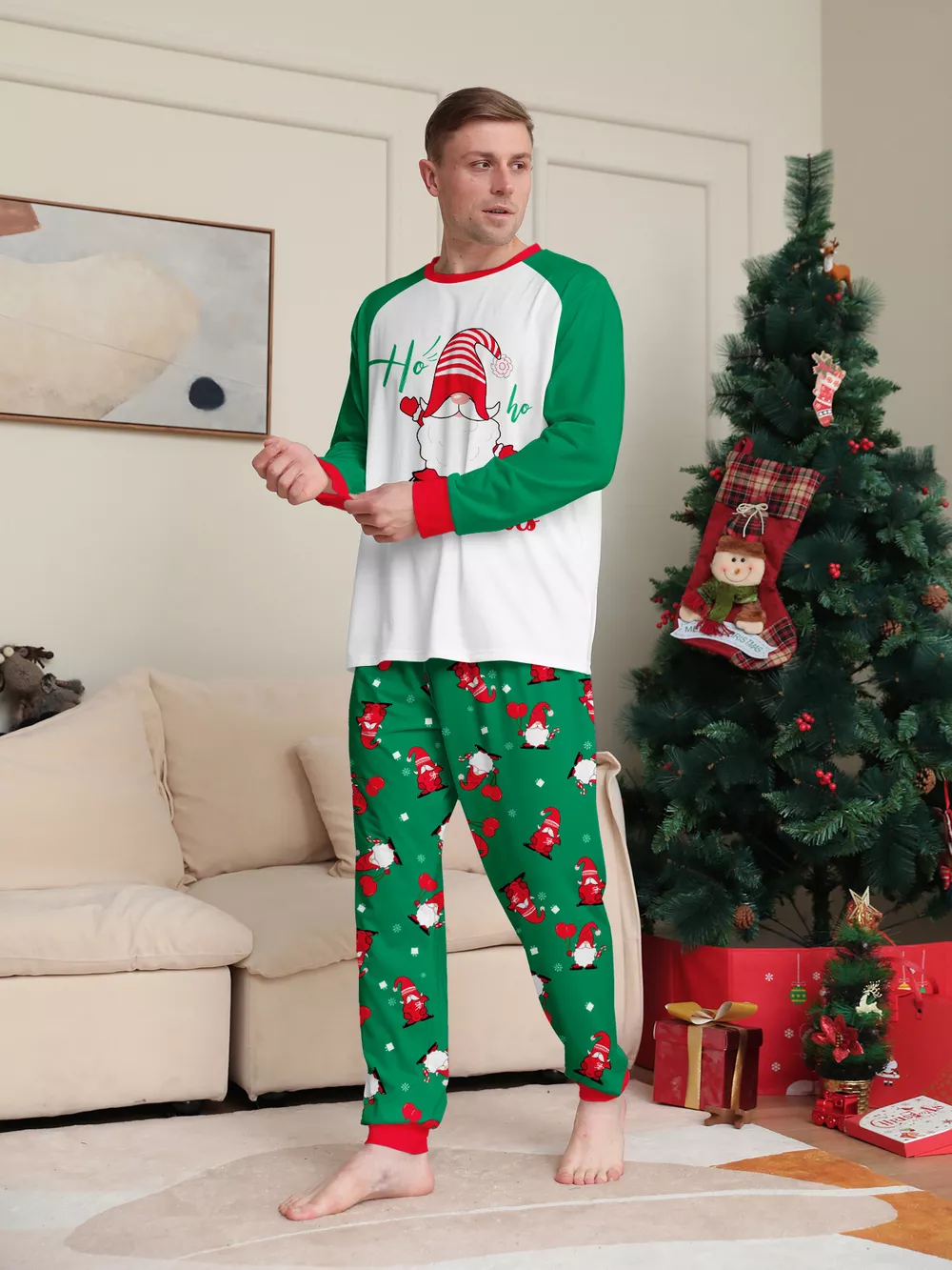 Full Size Christmas Gnome Print Matching Family Pajama Set Plus Size, image 6