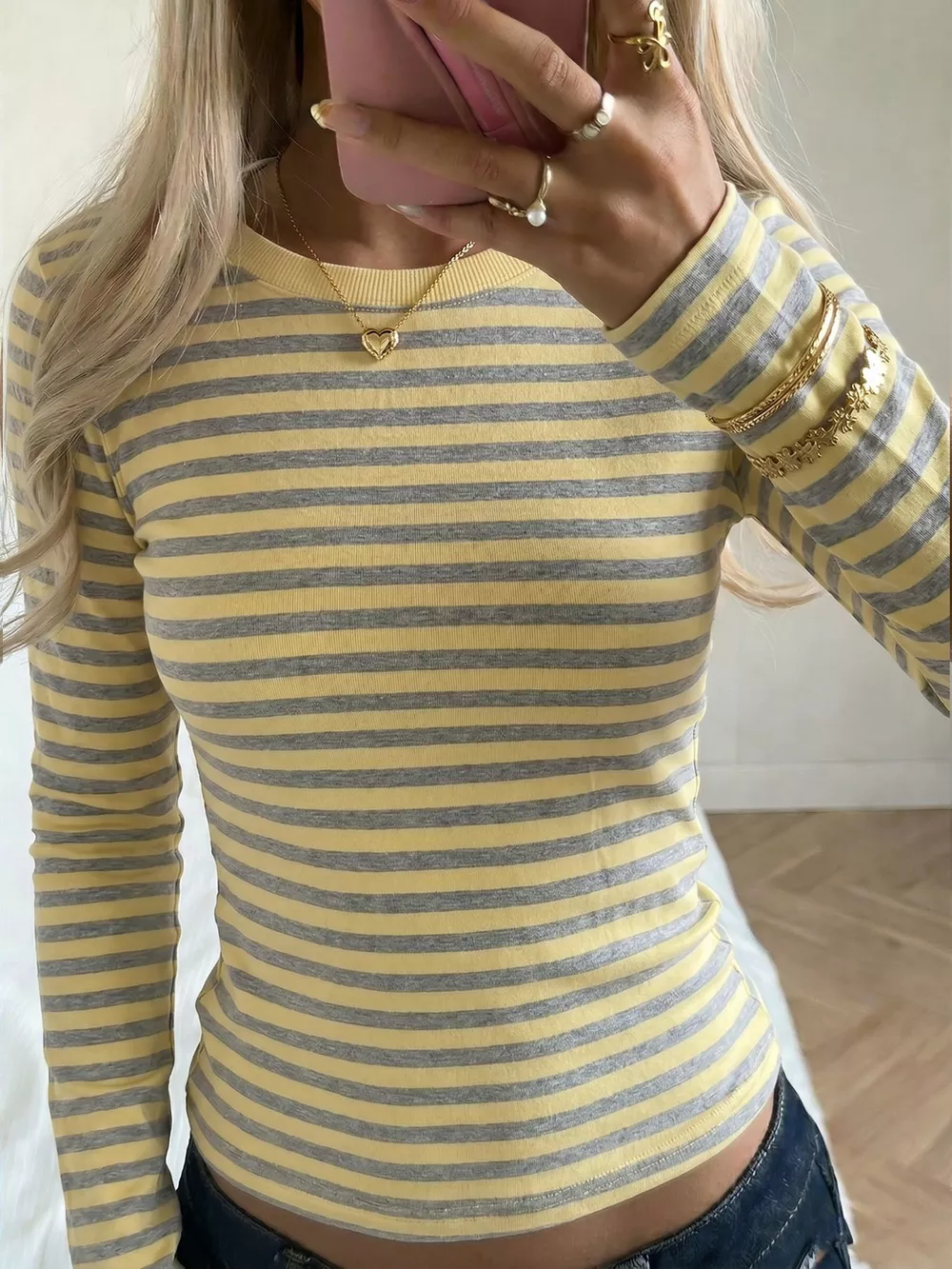 Slim-Fit Striped Long Sleeve T-Shirt, image 2