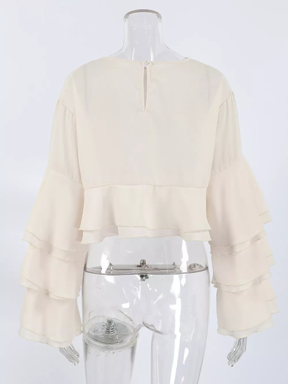 Layered Ruffled Hem Flare Sleeves Blouse, image 10