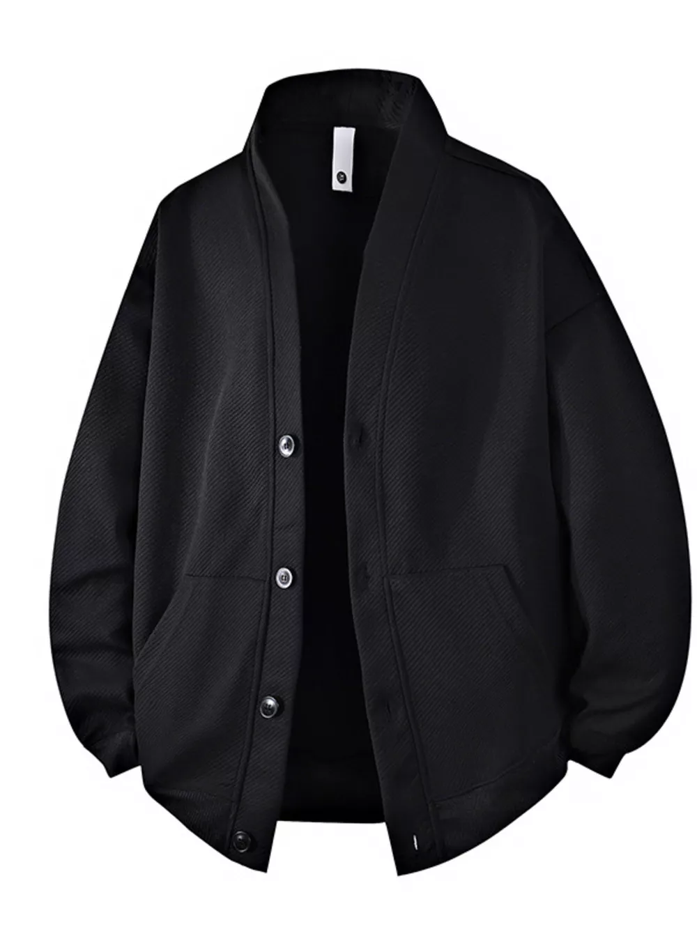 Men‘s Plus Size Textured Button-Down Casual Jacket