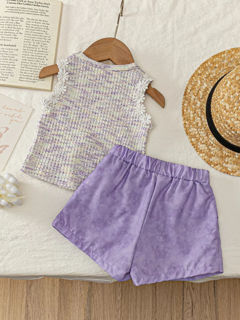 Children's Flower Sleeveless Top and Shorts Set, image 8