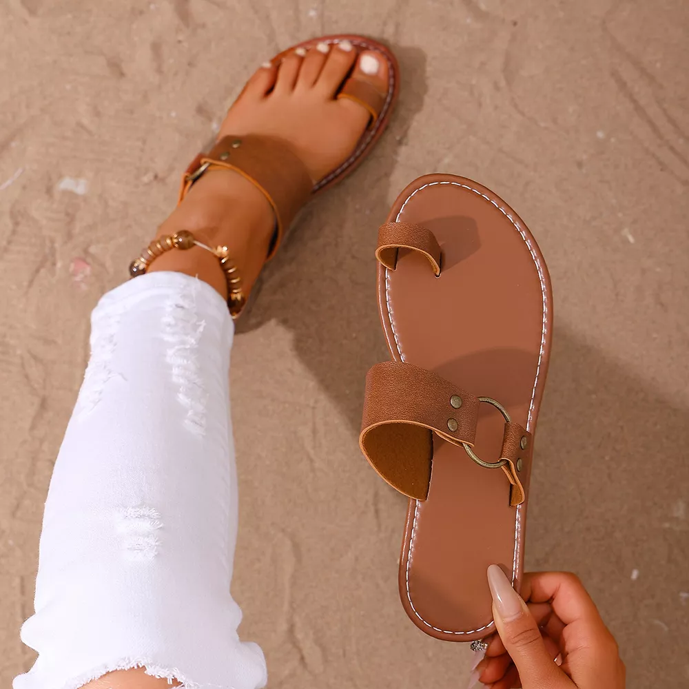Toe Loop Flats Sandals, image 5