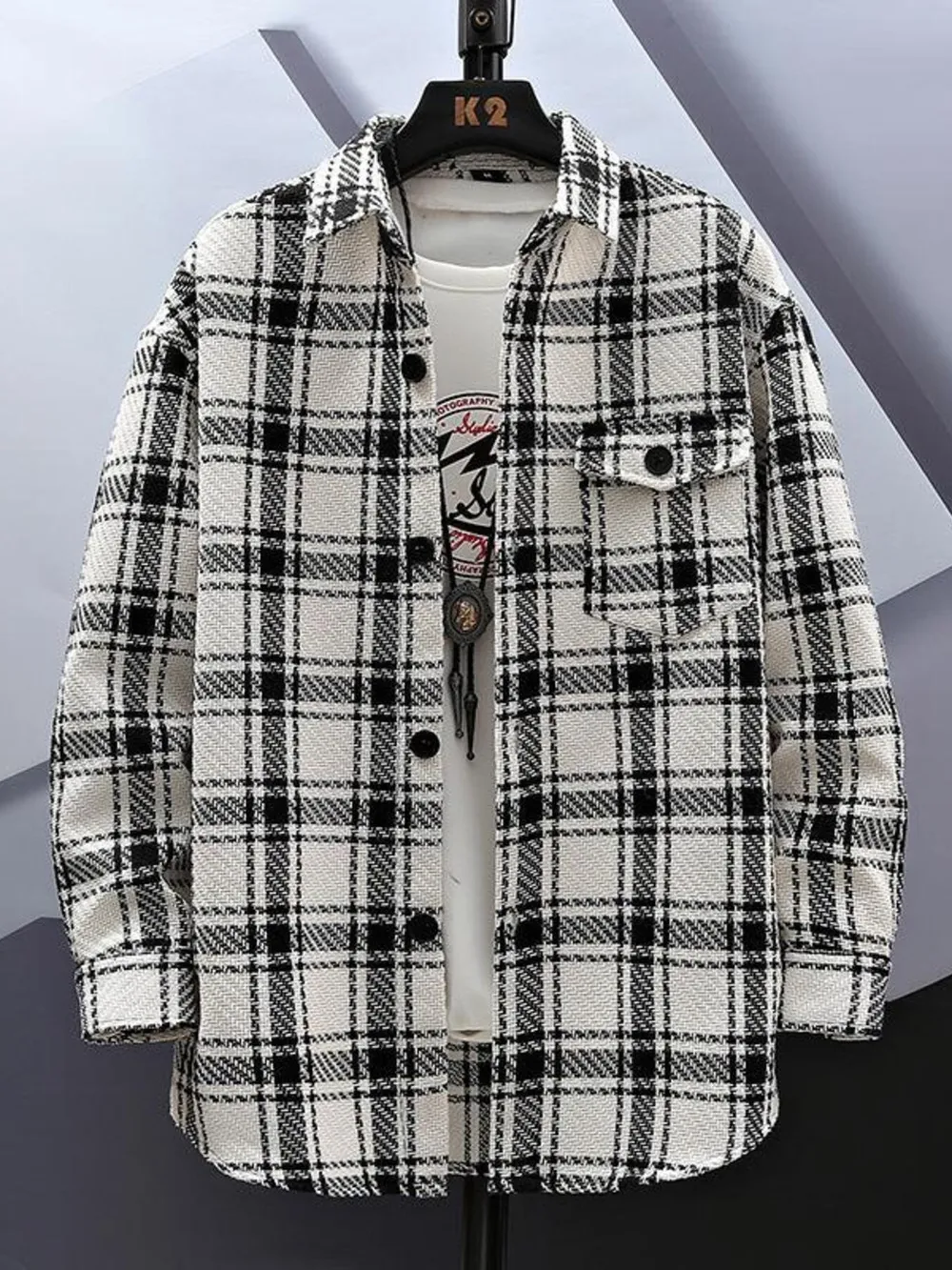 Men's Plus Size Plaid Button Up Shirt, image 2