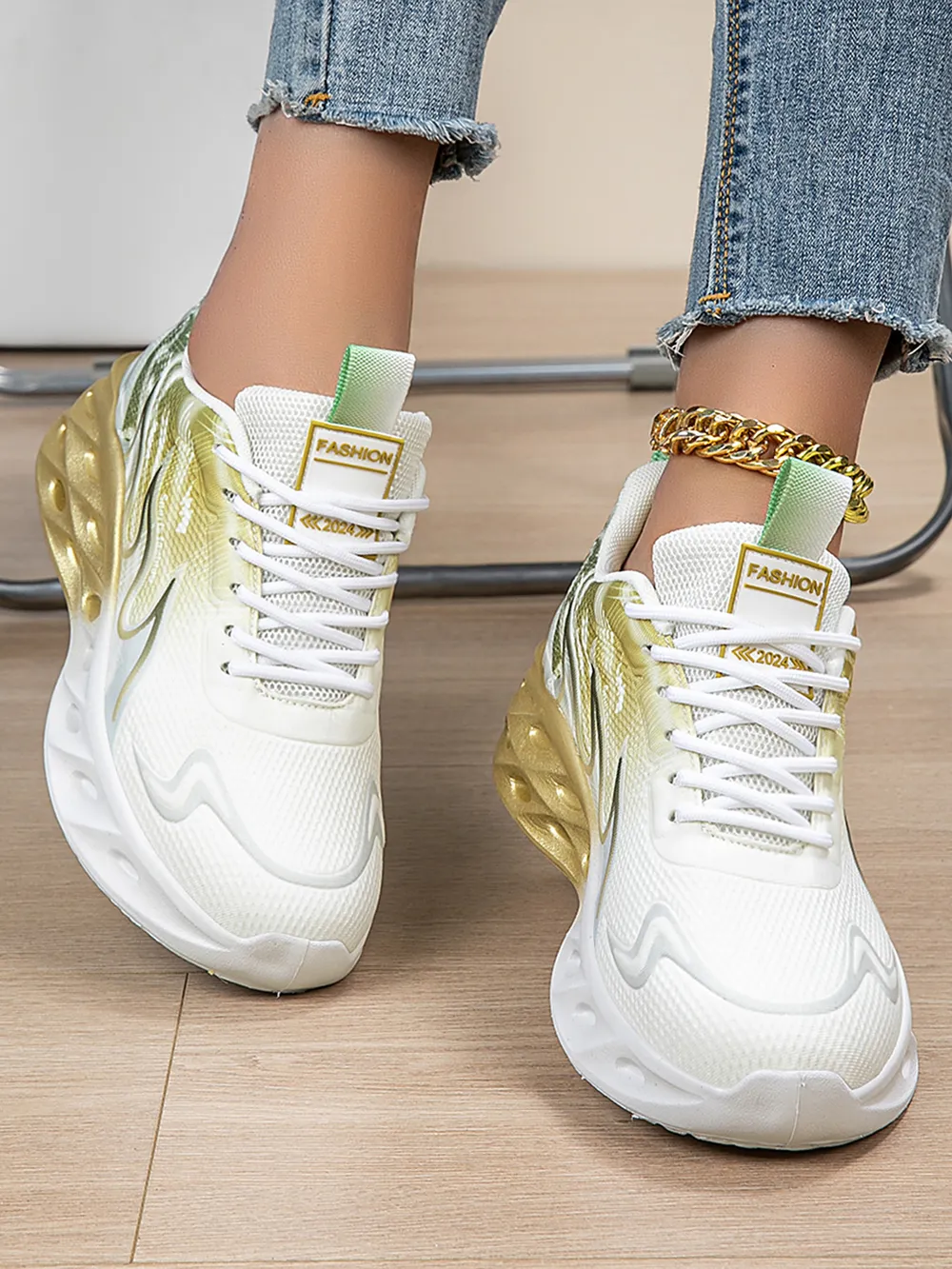 Round Toe Lace Up Mesh Athletic, image 7