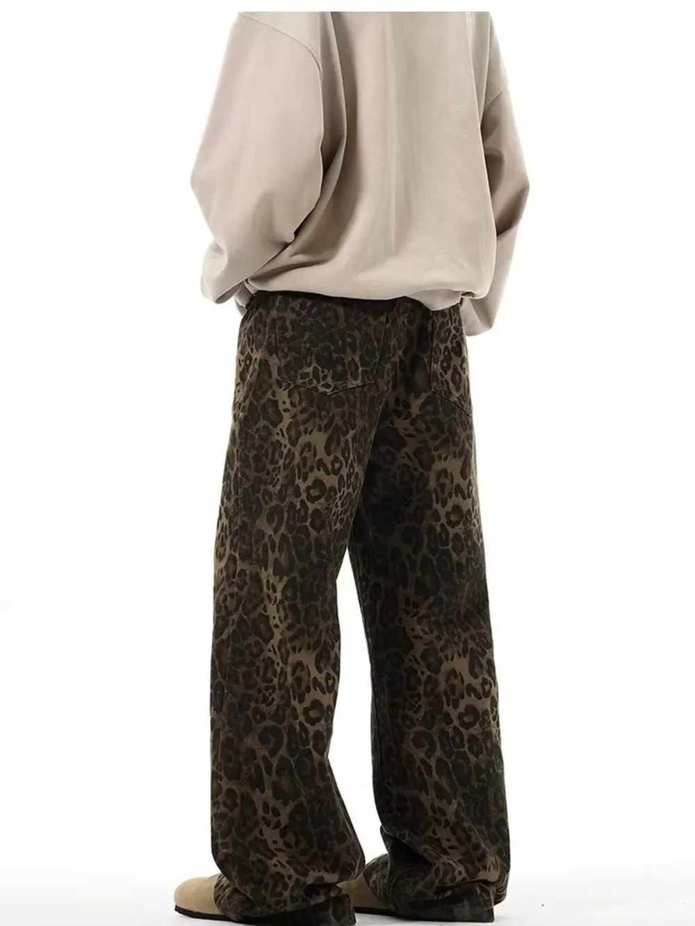 Men's Full Size Leopard Print Wide Leg Jeans Plus Size, image 3