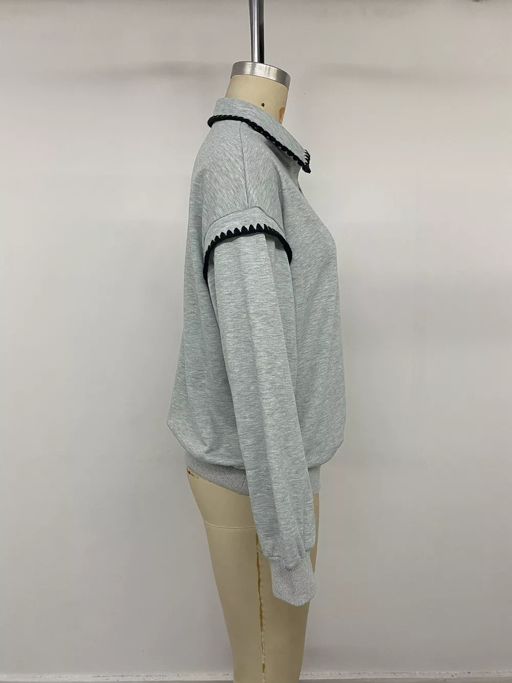 Polo Collar Dropped Shoulder Sweatshirt, image 12